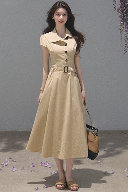 Lyocell Short-Sleeved Shirt Dress