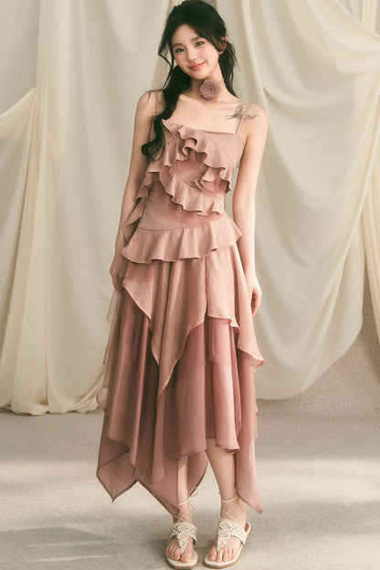 Rose Wave Layered Camisole and Skirt Set-Up