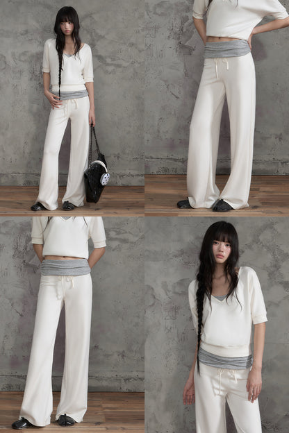 Color-Block Striped Wide-Leg Pants