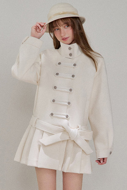 Petite Double-Breasted Woolen Coat