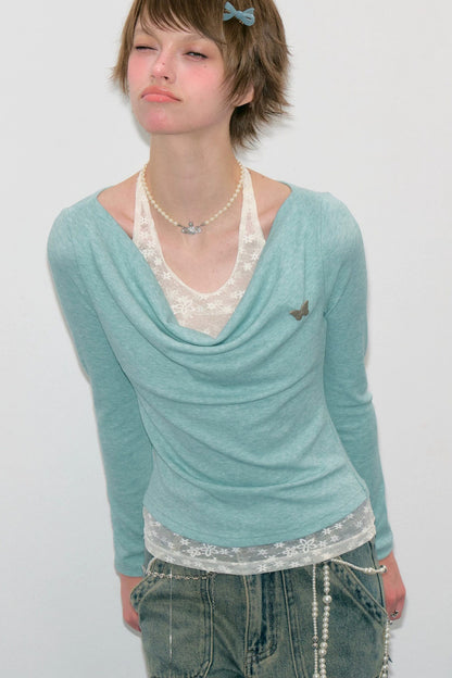 Mist Blue-Green Knitted Top