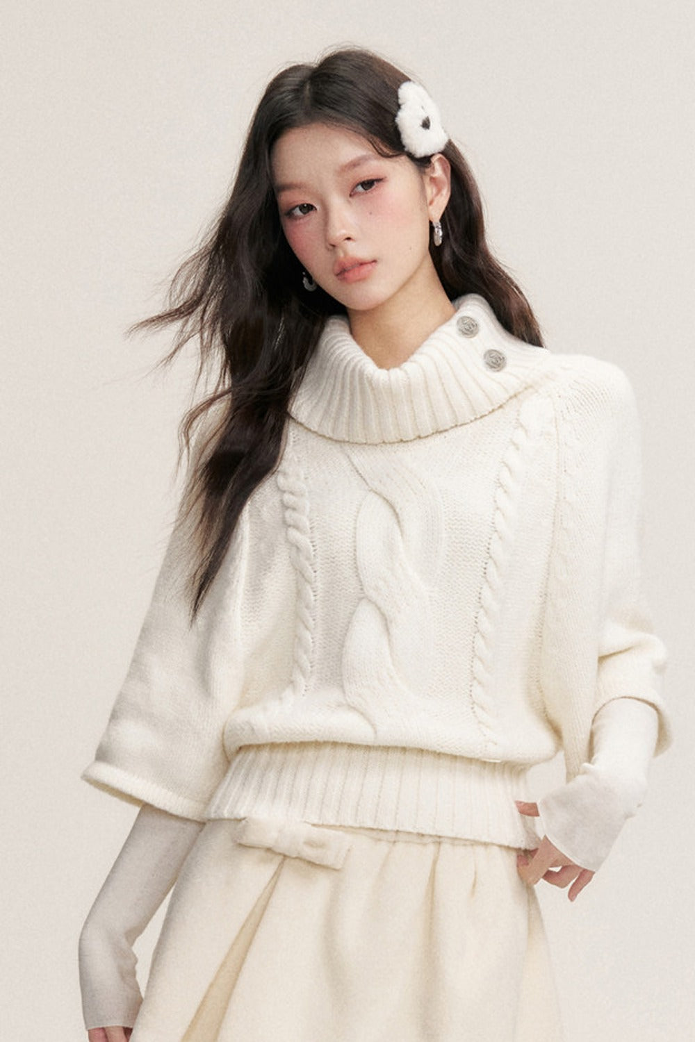 Twisted Cable Pullover Batwing Sweater