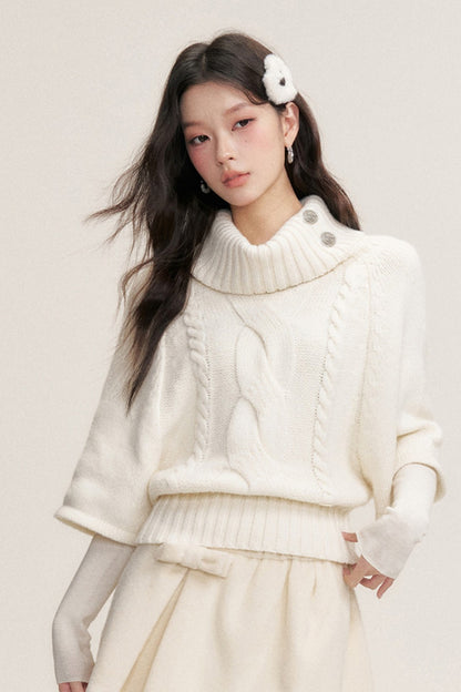 Twisted Cable Pullover Batwing Sweater