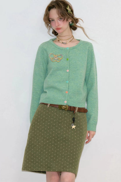 Butterfly Embroidered Knit Cardigan