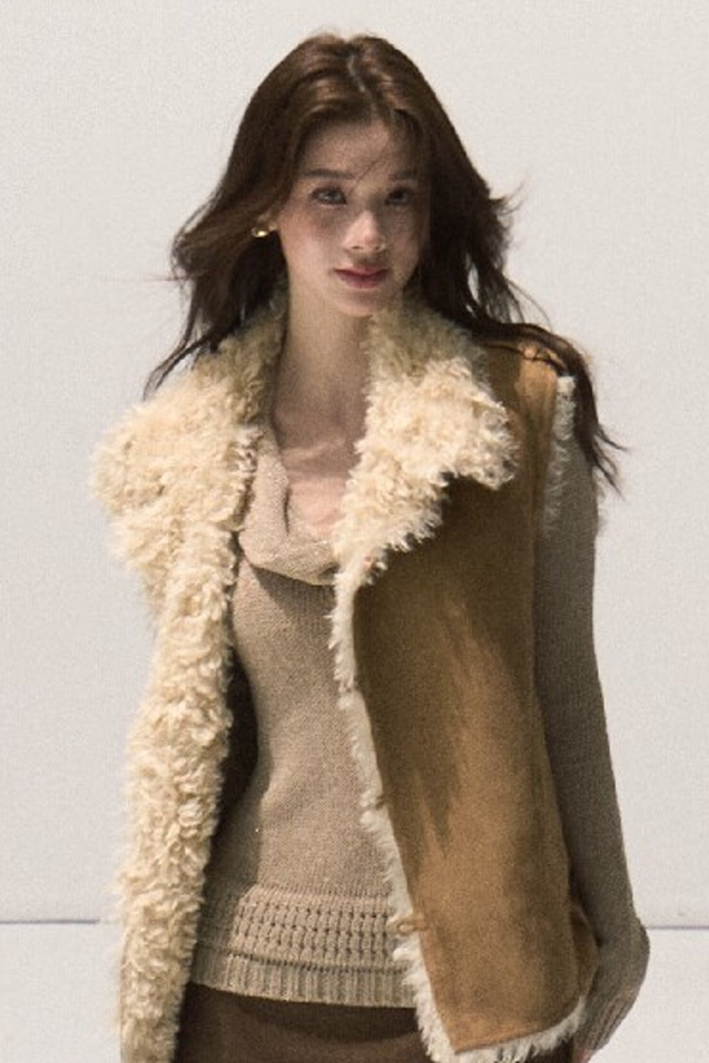 Reversible Suede Shearling Jacket Vest