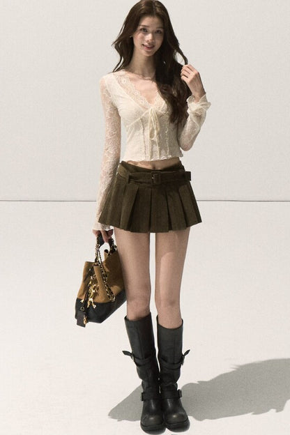 Lyocell High-Waisted Pleated Skirt