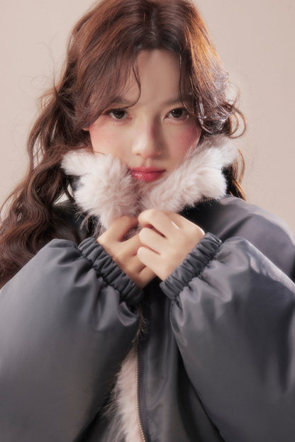 Patchwork Plush Down Jacket
