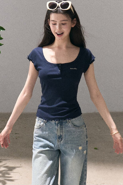 Lyocell Wool Embroidered Top