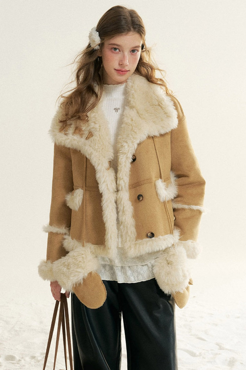 Loose Fur Integrated Suede Jacket