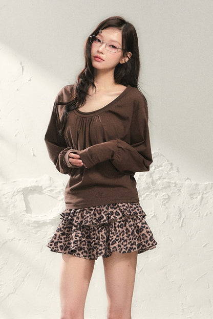 Leopard Print Ruffle Skirt With Top Set-Up