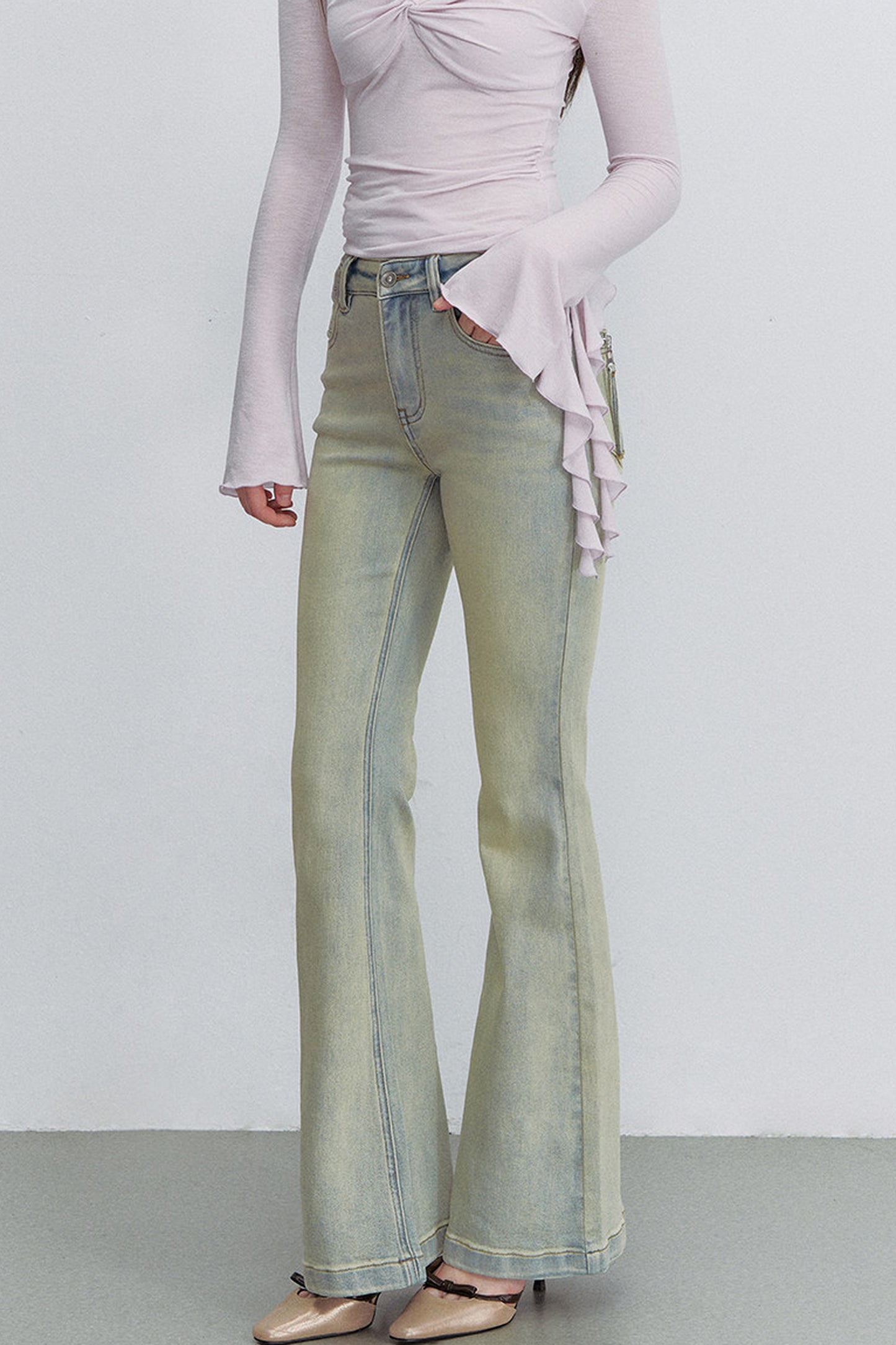 Retro Gradient Flared Denim Pants
