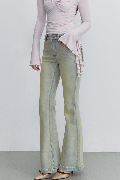Retro Gradient Flared Denim Pants