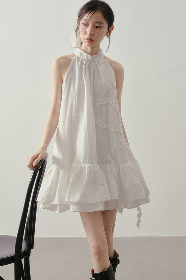 Heart Ruffle Sleeveless Halter Dress