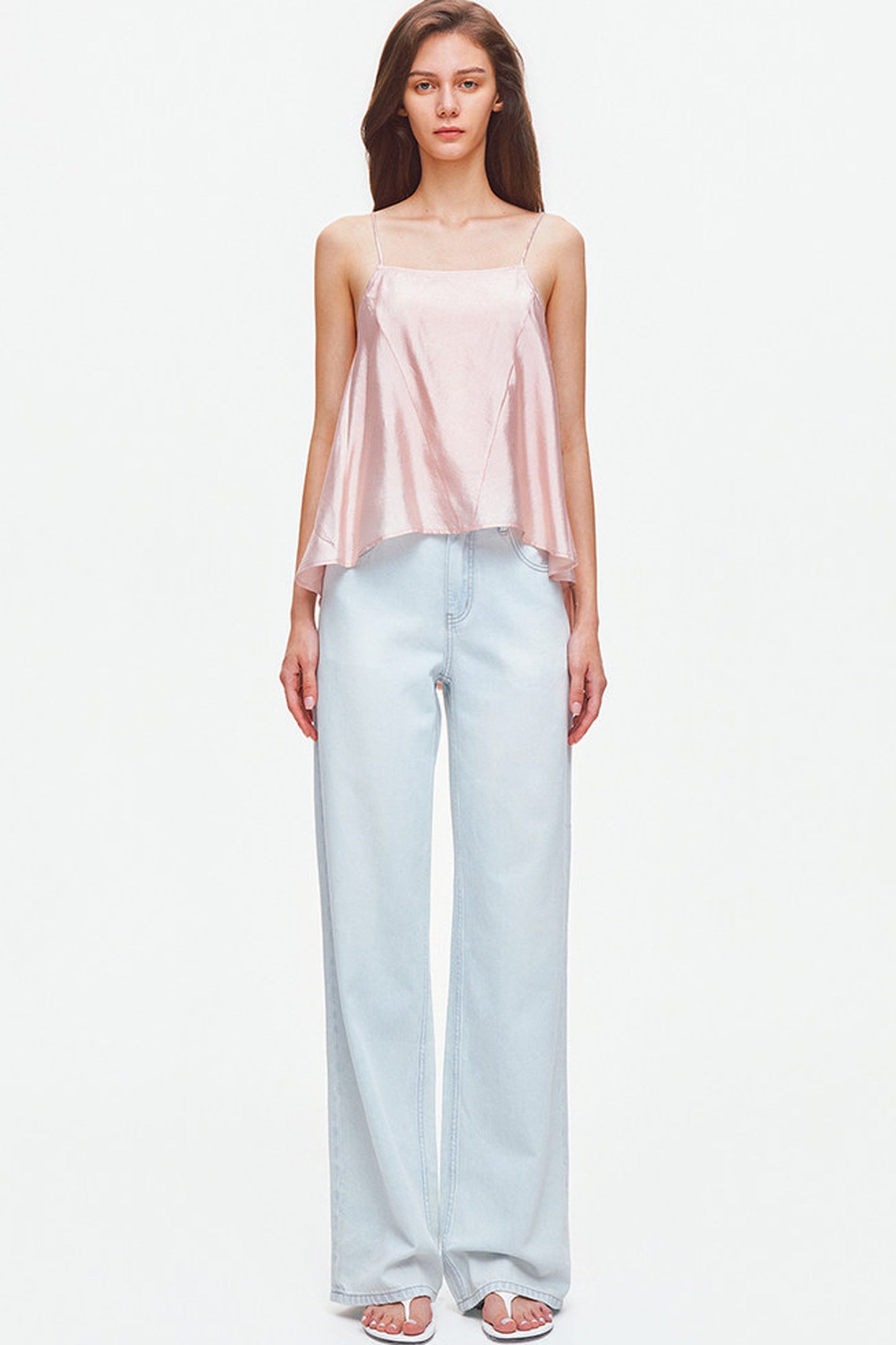 Jeans a gamba larga in misto lyocell e cotone azzurro chiaro
