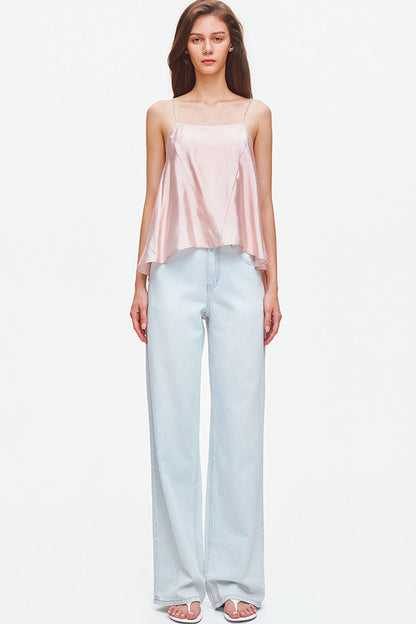 Jeans a gamba larga in misto lyocell e cotone azzurro chiaro