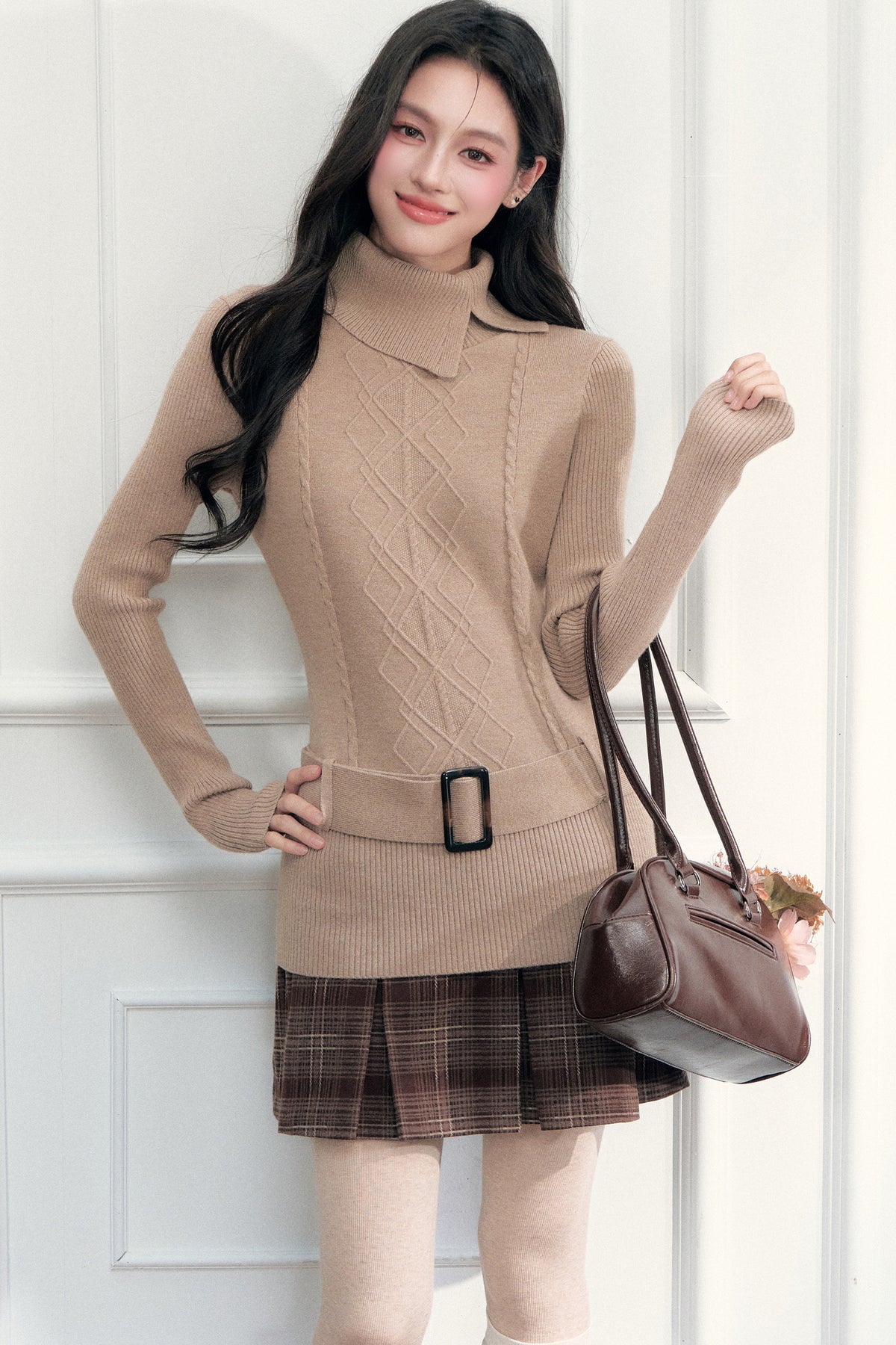 Belted Knit Sweater
