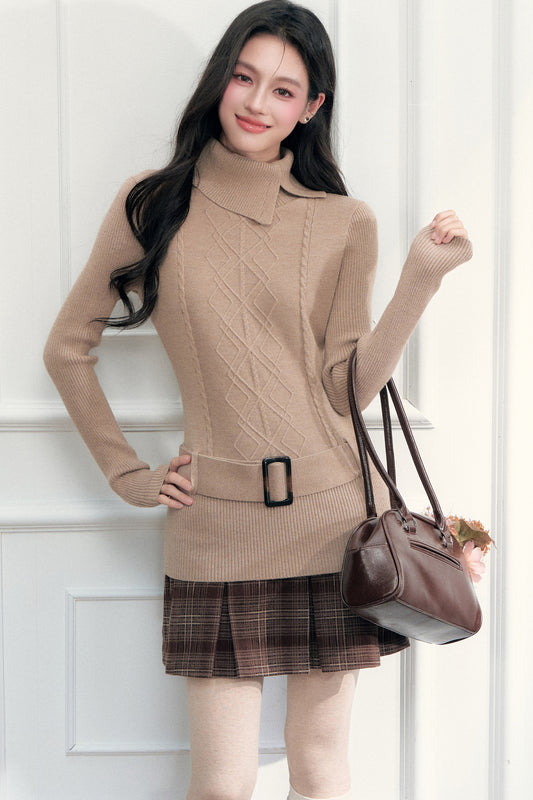 Belted Knit Sweater