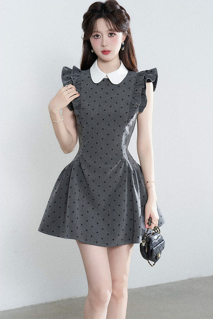 Polka-Dot-Kleid mit Flatterärmeln