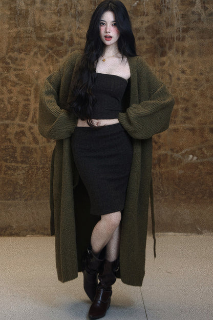 Waist-Cinched Short Textured Tube Top Set-Up
