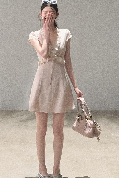 Lyocell Linen Lace Dress Set