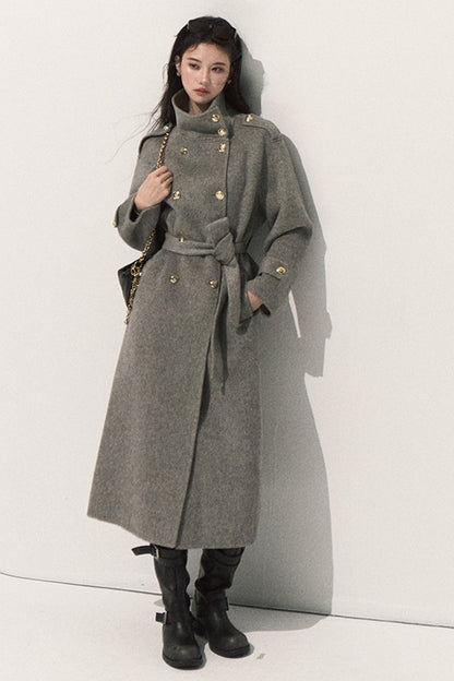 Cappotto in pura lana con cintura
