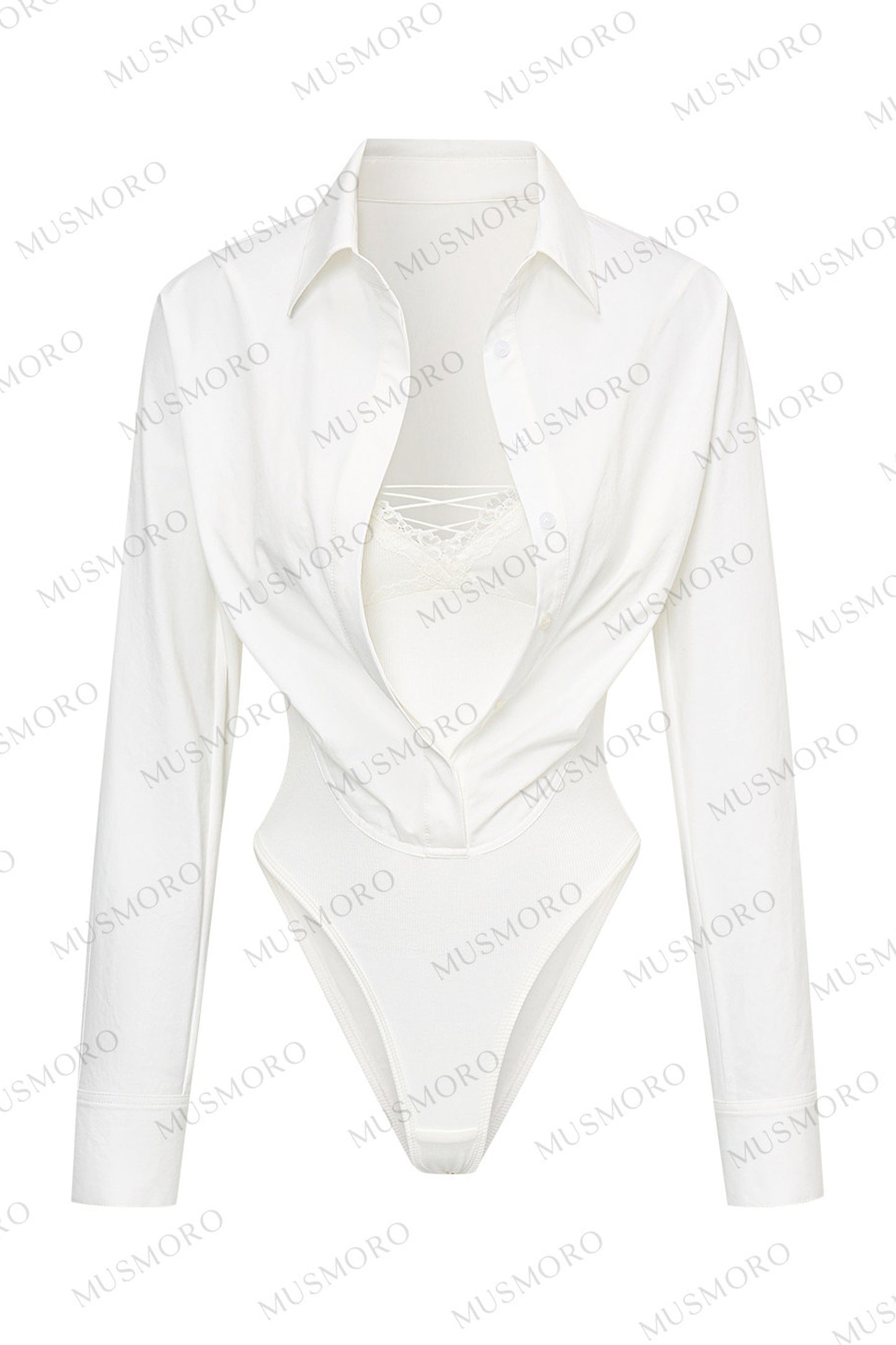 Bodysuit-Oberteil aus Spitze mit Kreuzschnürung