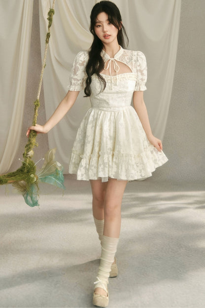 Chinese Style Princess Puff Sleeve Dress
