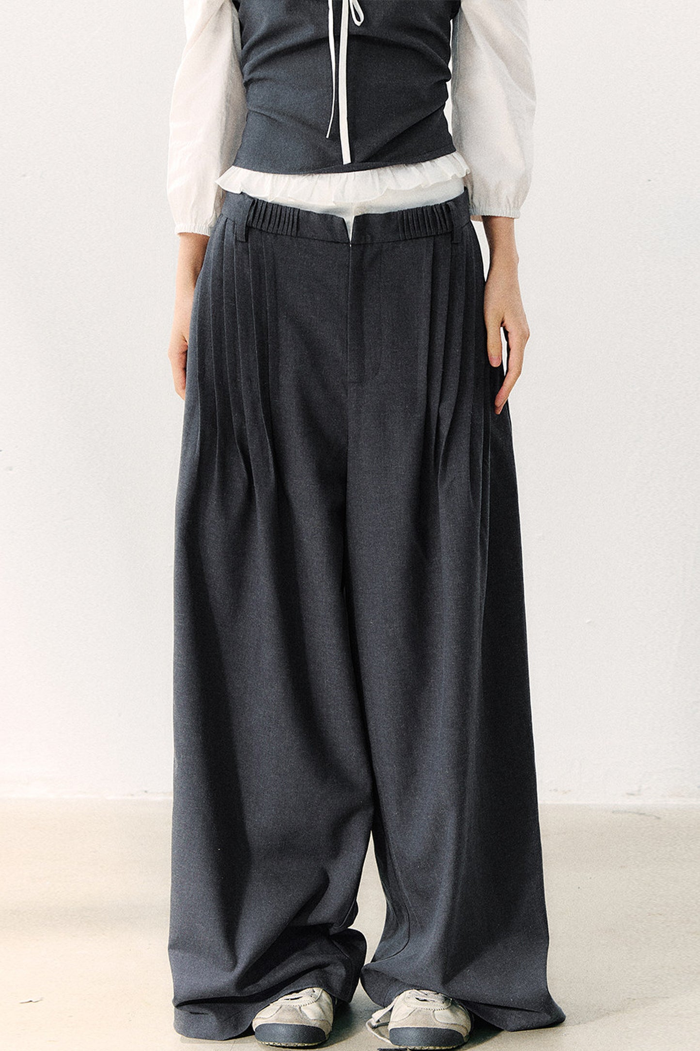 Relaxed Anti-Wrinkle Floor-Length Pants
