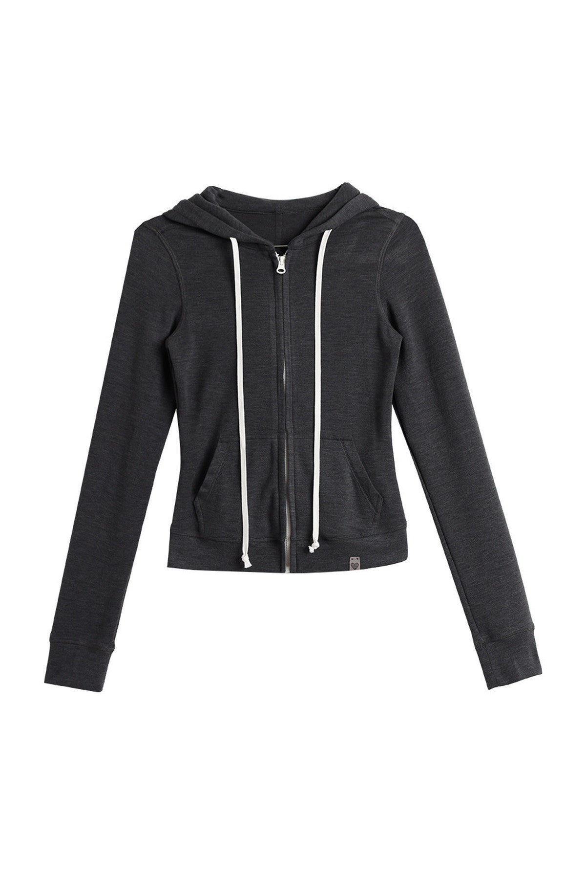 Slim Fit Drawstring Hooded Zipper Sweatshirt