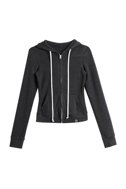 Slim Fit Drawstring Hooded Zipper Sweatshirt