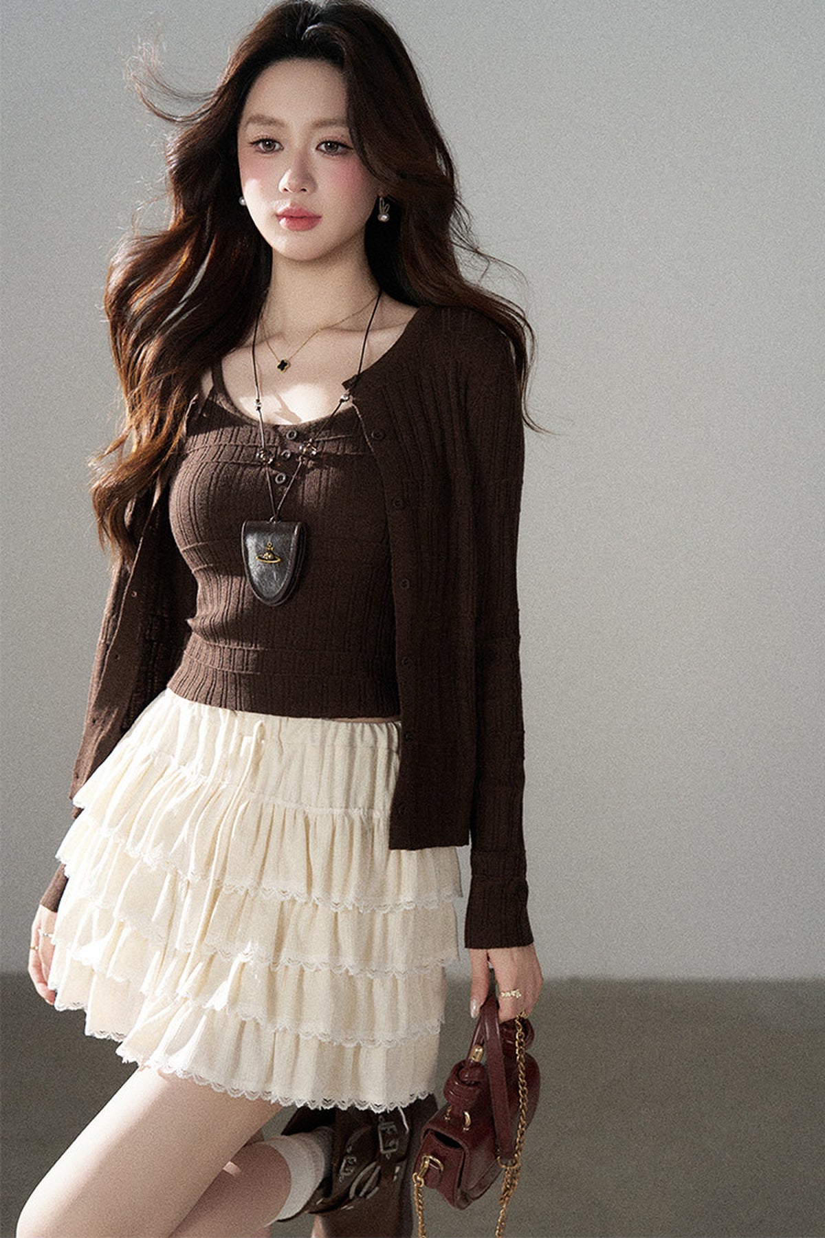 Sophisticated Knitted Cardigan Two-Piece Set