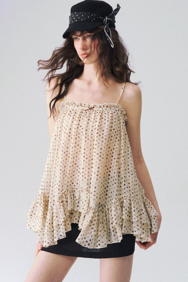 Airy Polka Dot Camisole Top