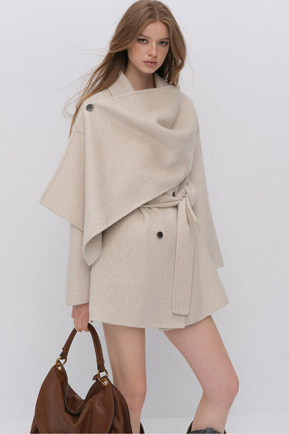 Half Shawl Wool Coat