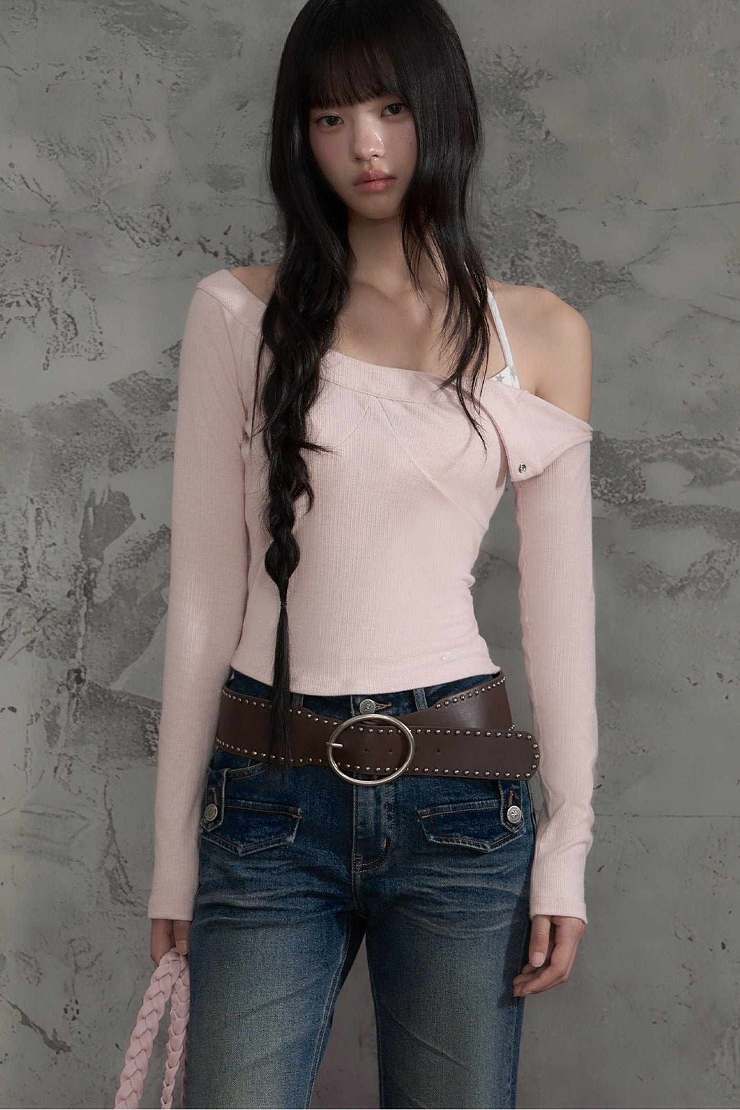 Off-Shoulder Long-Sleeve Top and Pants Set-Up