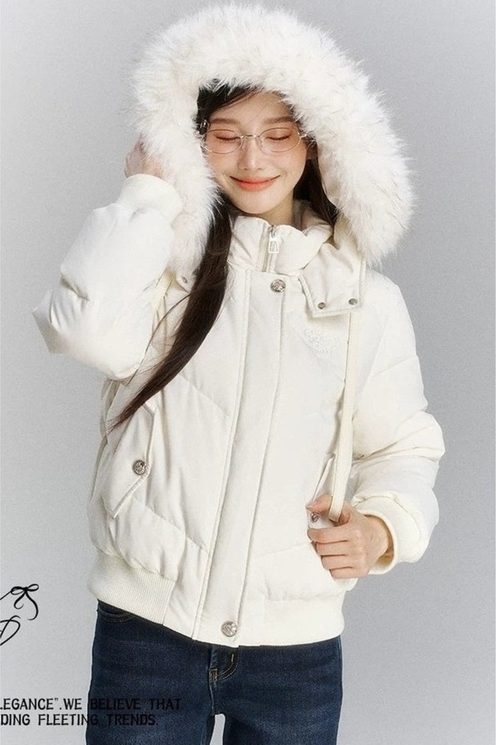 Short Hooded Down Jacket and Pants Set-Up
