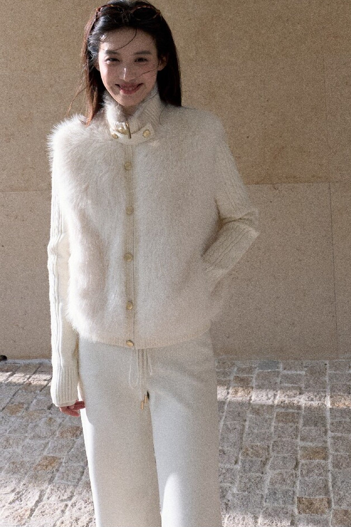 Vintage Eco-Friendly Fur Cable Knit Jacket
