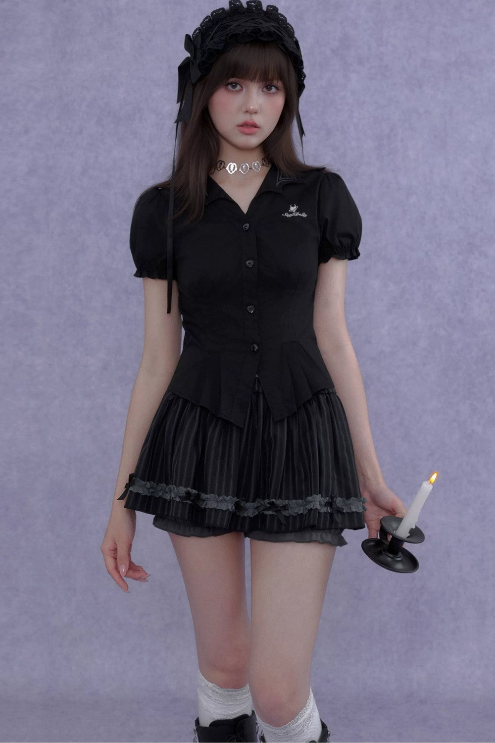 Dark Lolita Slimming Pumpkin Skirt Set