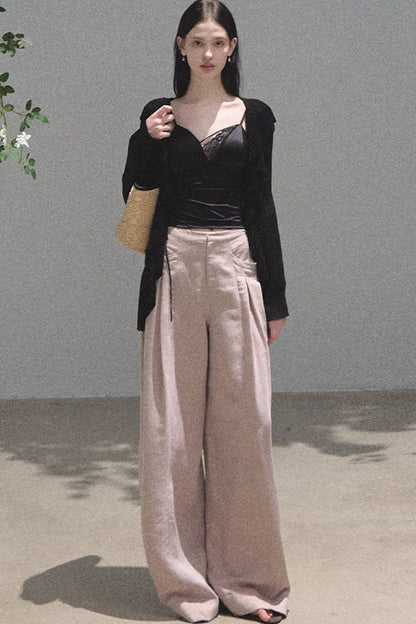 Shimmer V-Neck Long-Sleeve Blouse Top
