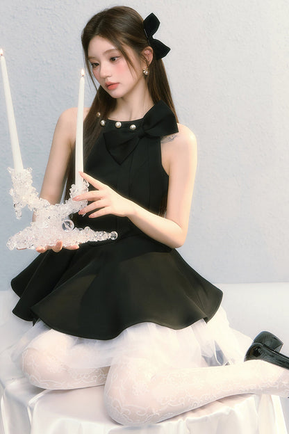 Robe sans manches obsidienne à nœud