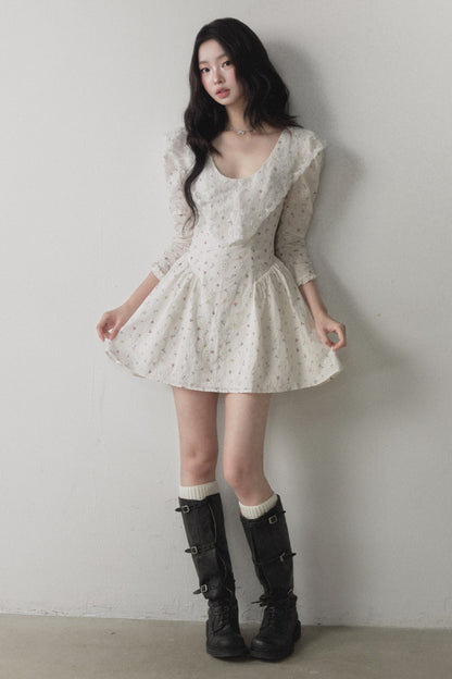 Small Floral Mid-Sleeve Dress