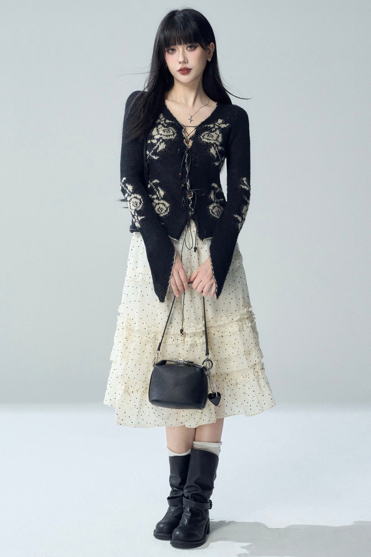 Rose Jacquard Knit Sweater