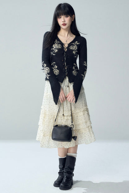 Rose Jacquard Knit Sweater