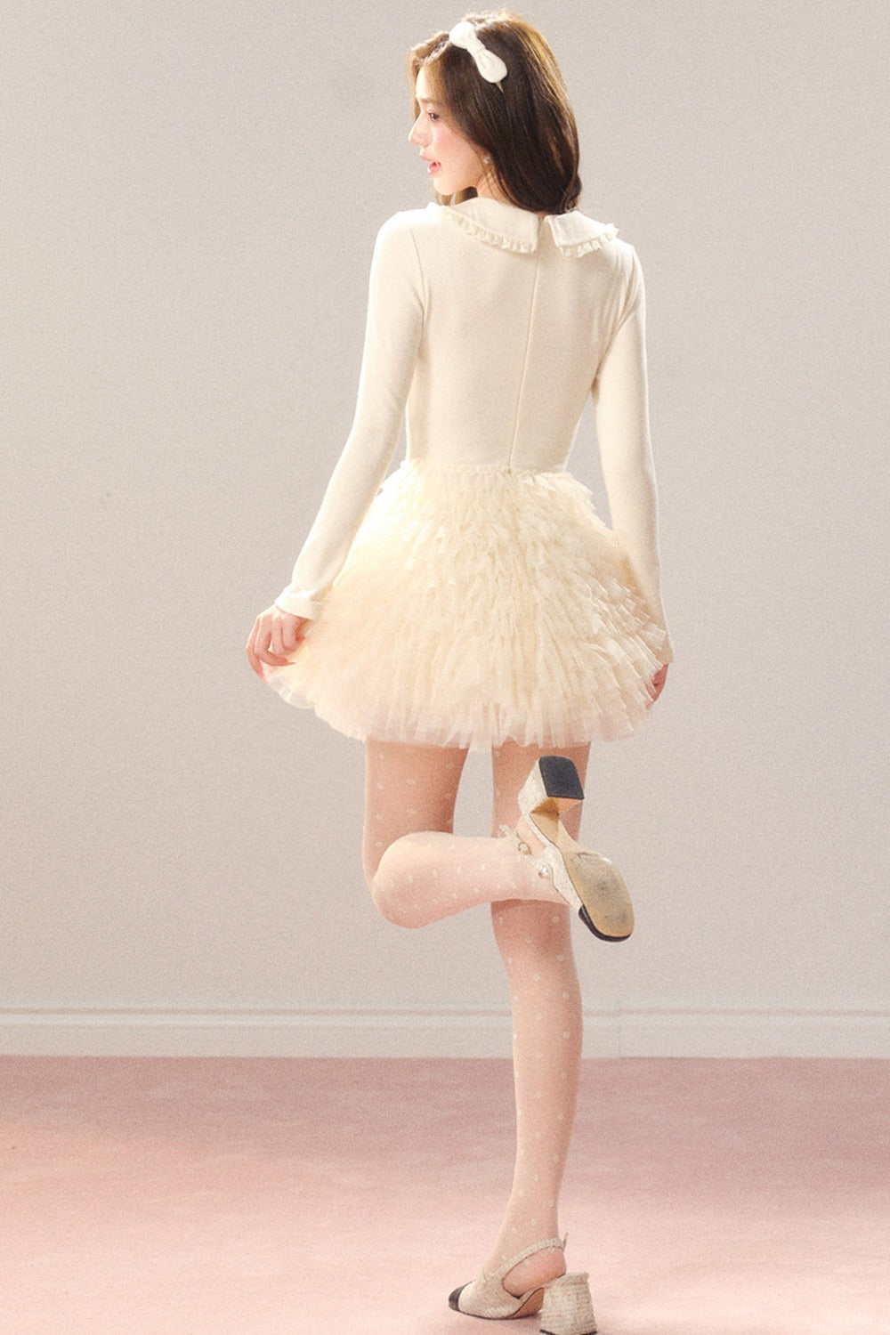Cream Princess Multi-Layered Tulle Dress