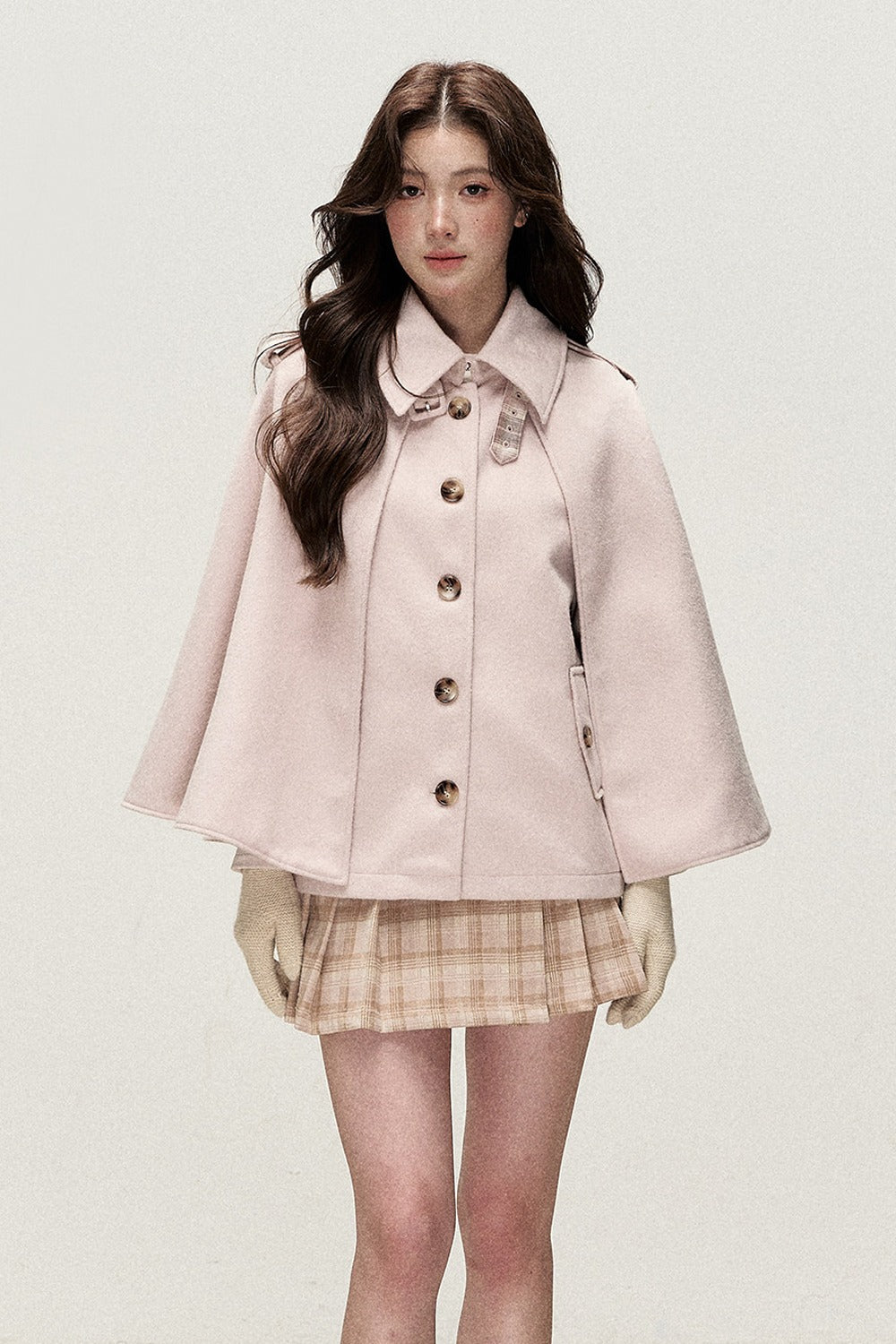 Retro Plaid Woolen Cape
