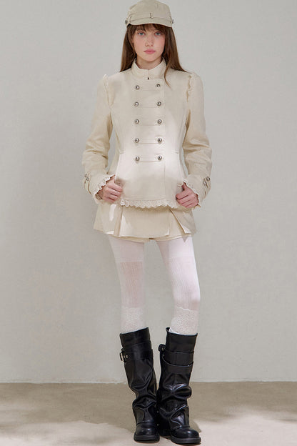 Double-Breasted Stand Collar Jacket