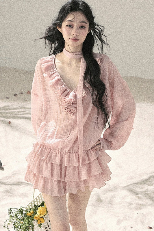 Elegant Ruffled Summer Dress Set