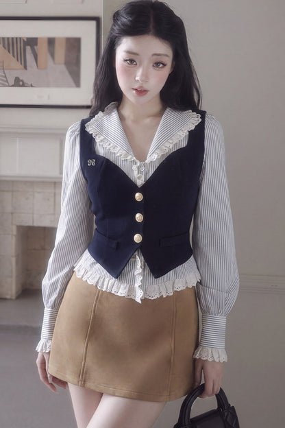 Single-Breasted Layered Vest