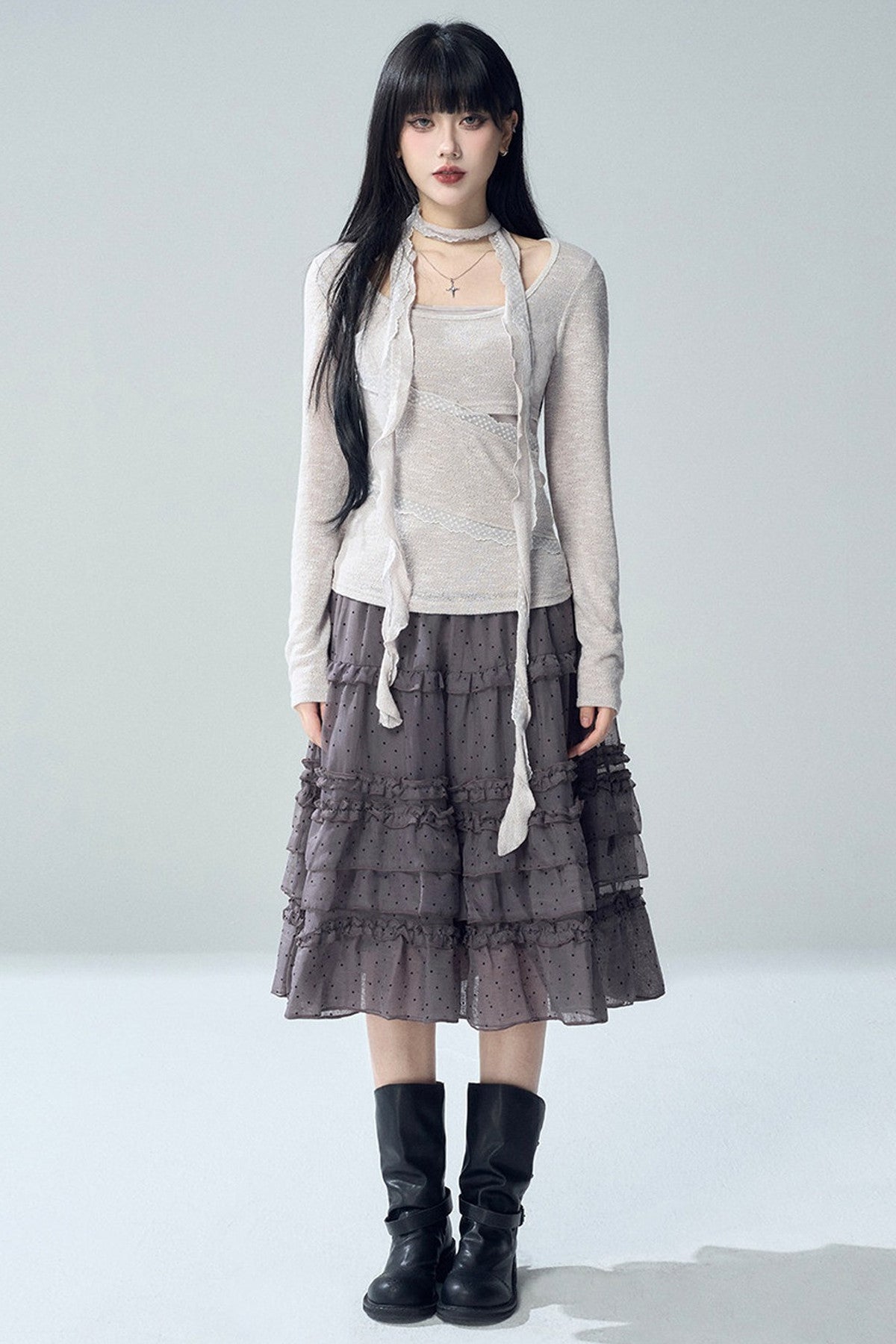 Irregular Layered-Look Knit Top