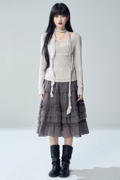 Irregular Layered-Look Knit Top
