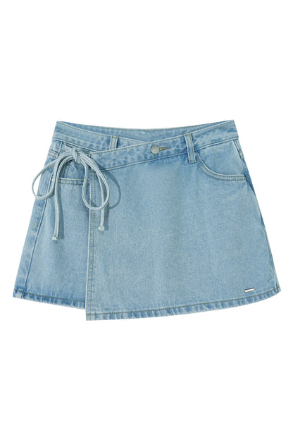 Striped Tie-Waist Top and Denim Skirt Set-Up